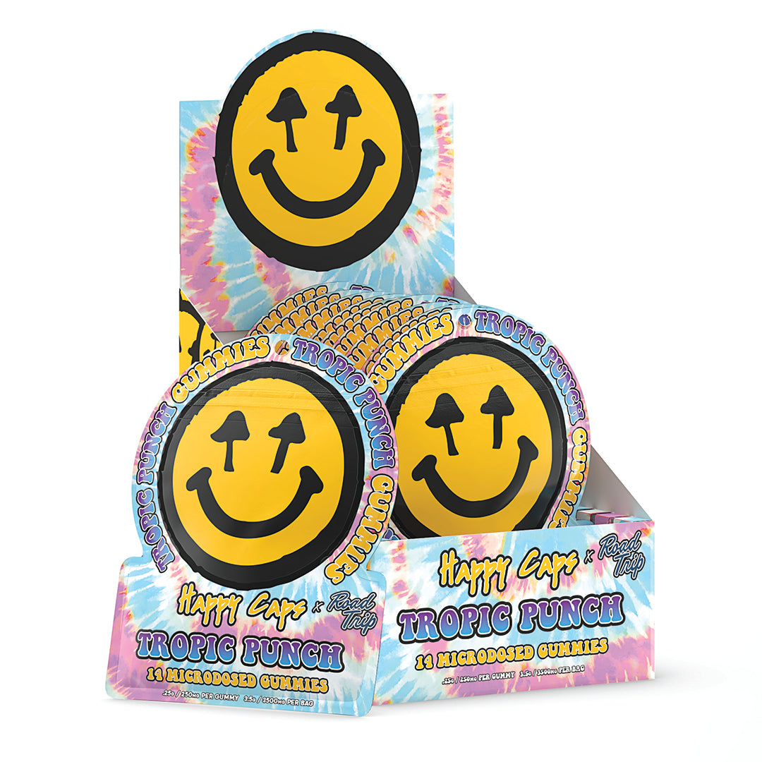 Happy Caps® x Road Trip - MICRODOSED Gummies + Functional Mushrooms - Tropic Punch - 14pc