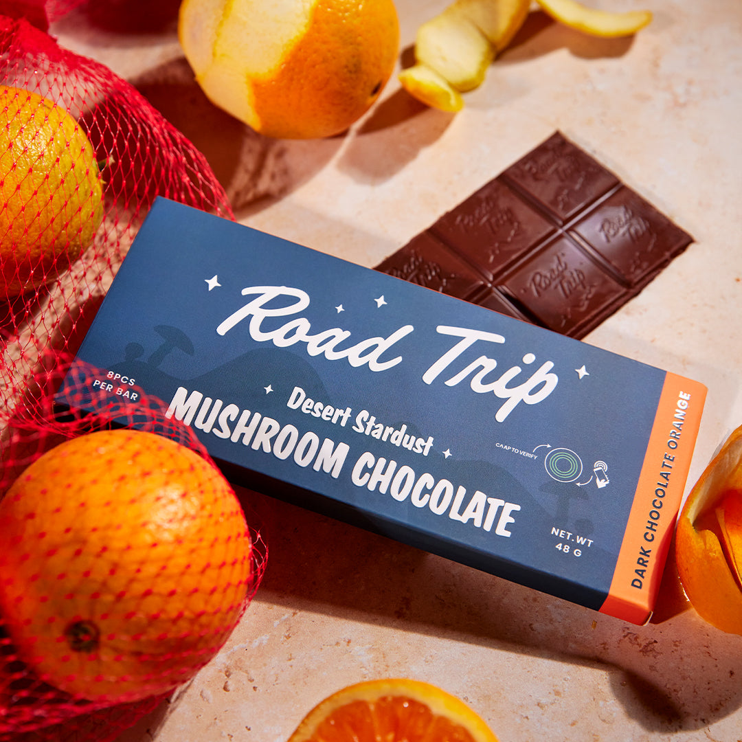 Desert Stardust Mushroom Chocolate Bar - Dark Chocolate Orange
