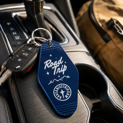 Road Trip Vintage Hotel Key Style Keychain