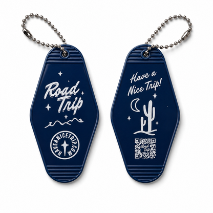 Road Trip Vintage Hotel Key Style Keychain