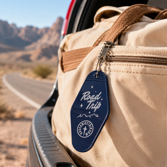 Road Trip Vintage Hotel Key Style Keychain
